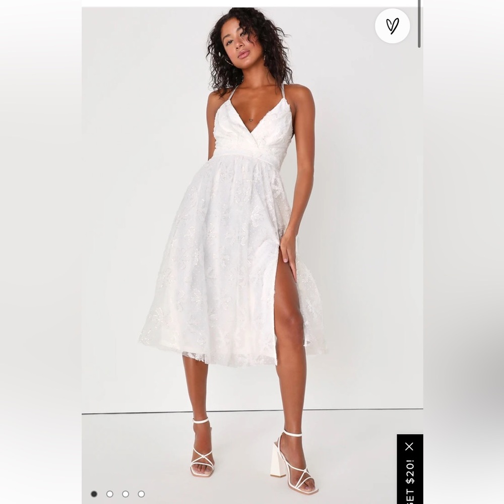 Lulus White Sequin Midi Dress